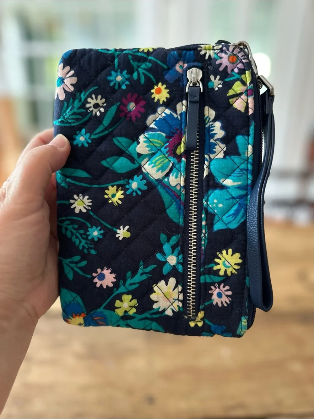 Vera Bradley purse wallet wristlet blue floral wildflowers Cottagecore clutch